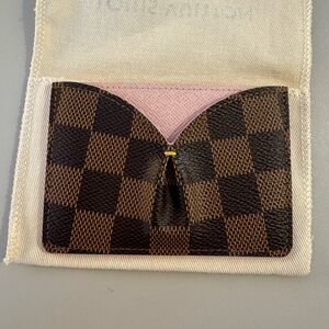 louis vuitton caissa card holder damier ebene and rose ballerine